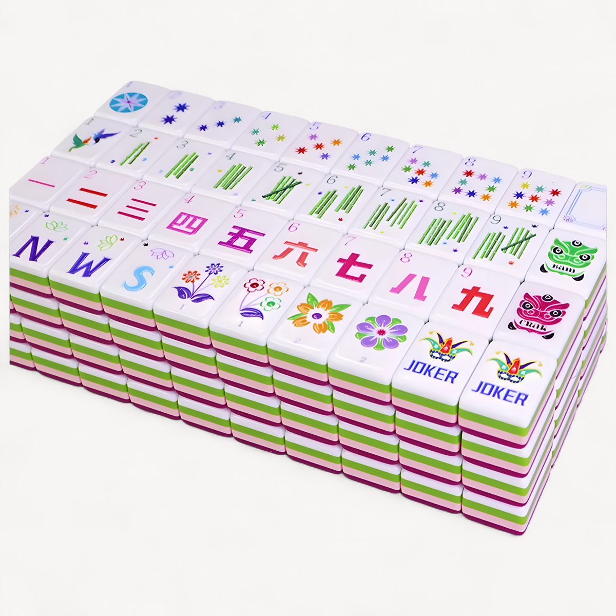 American mahjong set adults in magenta acrylic, 160 tiles (1 of 11)