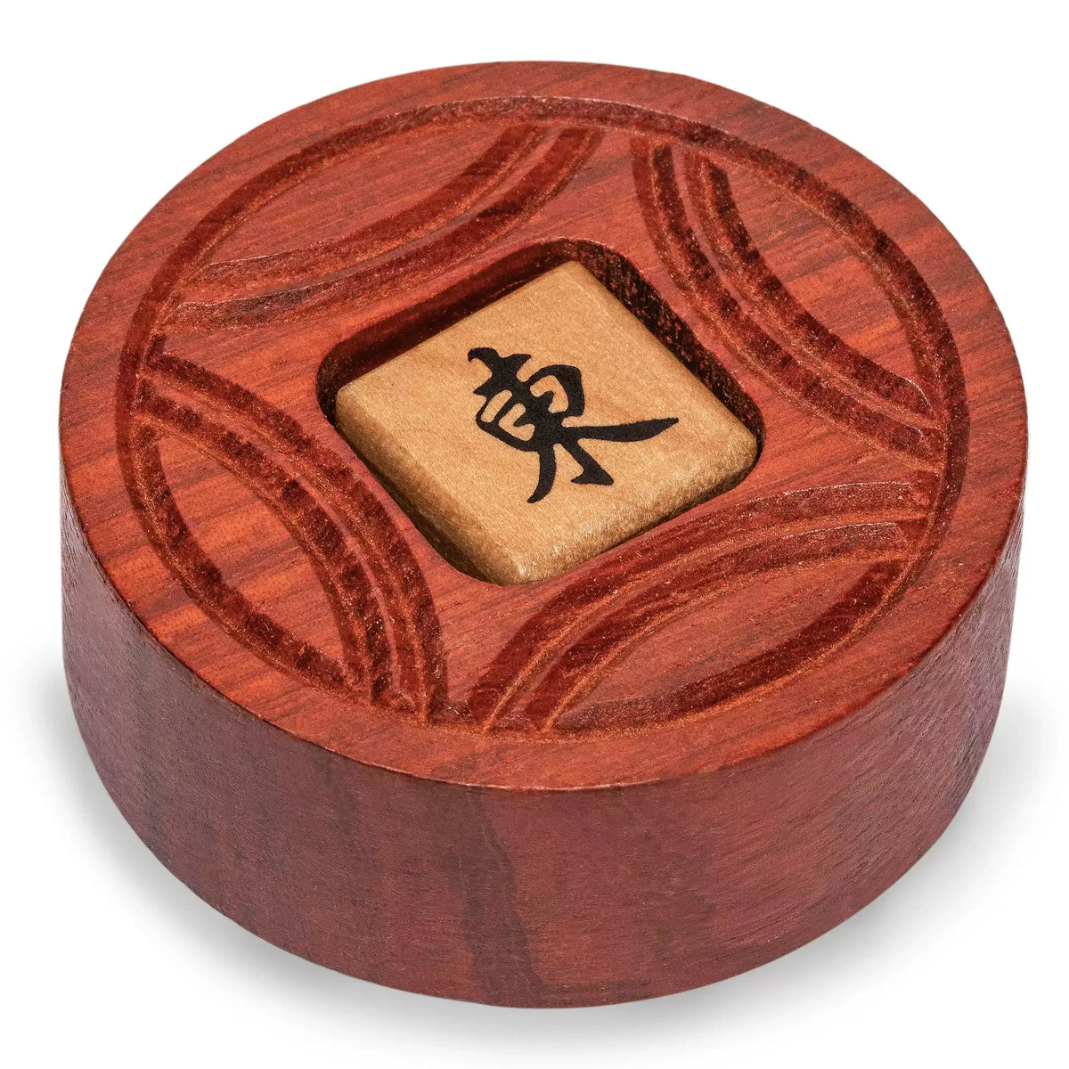 Wooden mahjong wind indicator in beige solid wood (1 of 5)