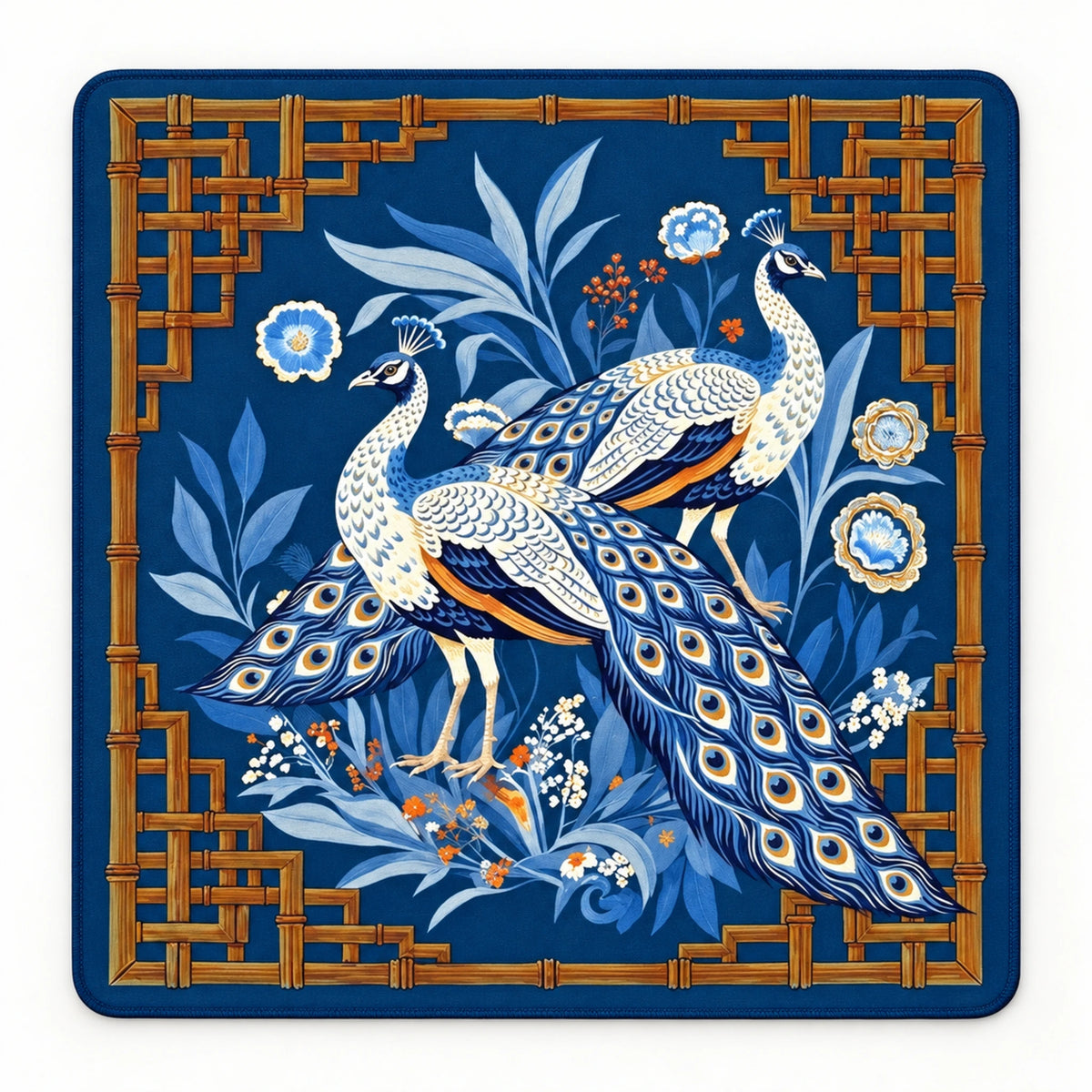 Aurelia blue golden peacock American mahjong mat packshot