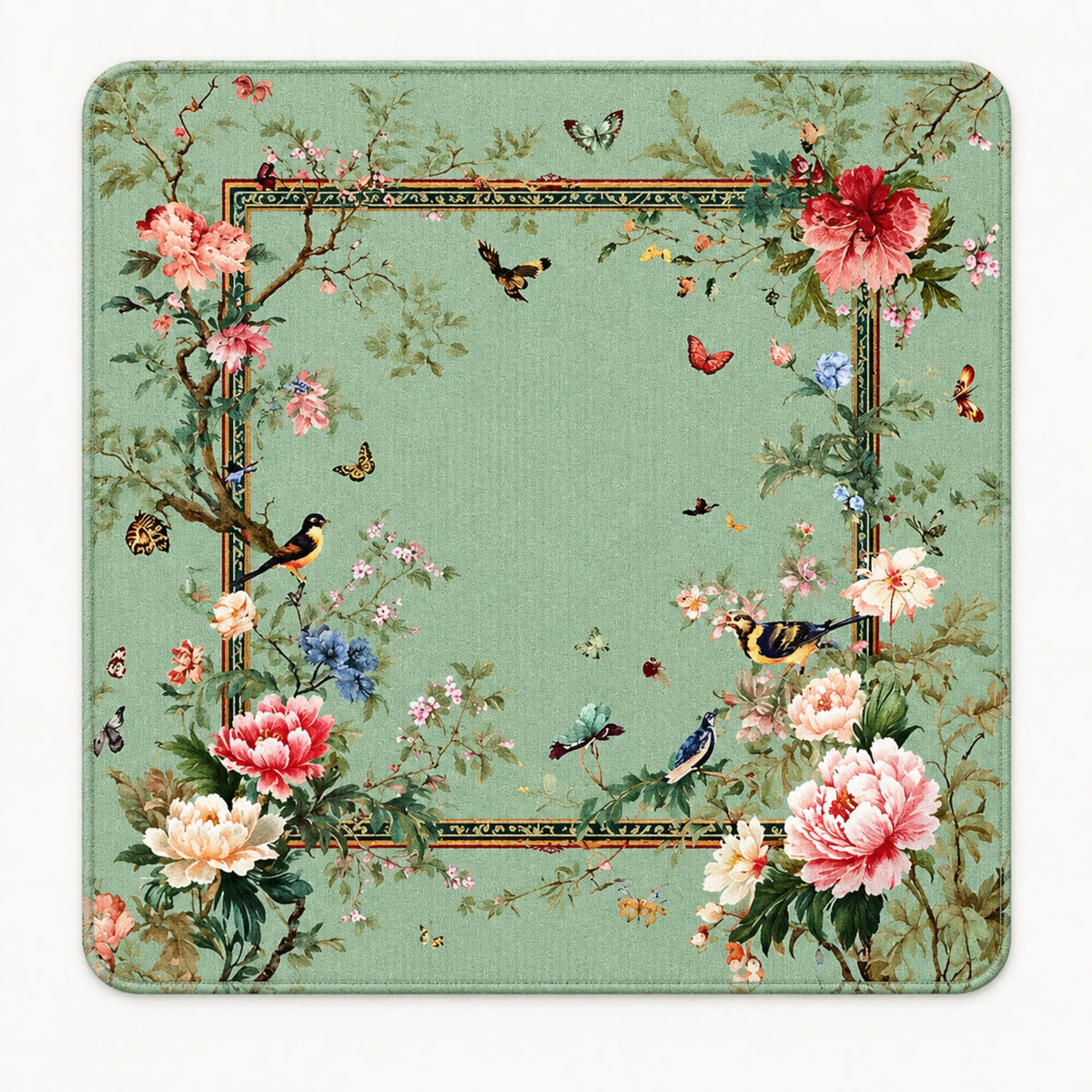 Aviary vintage floral bird American mahjong mat packshot