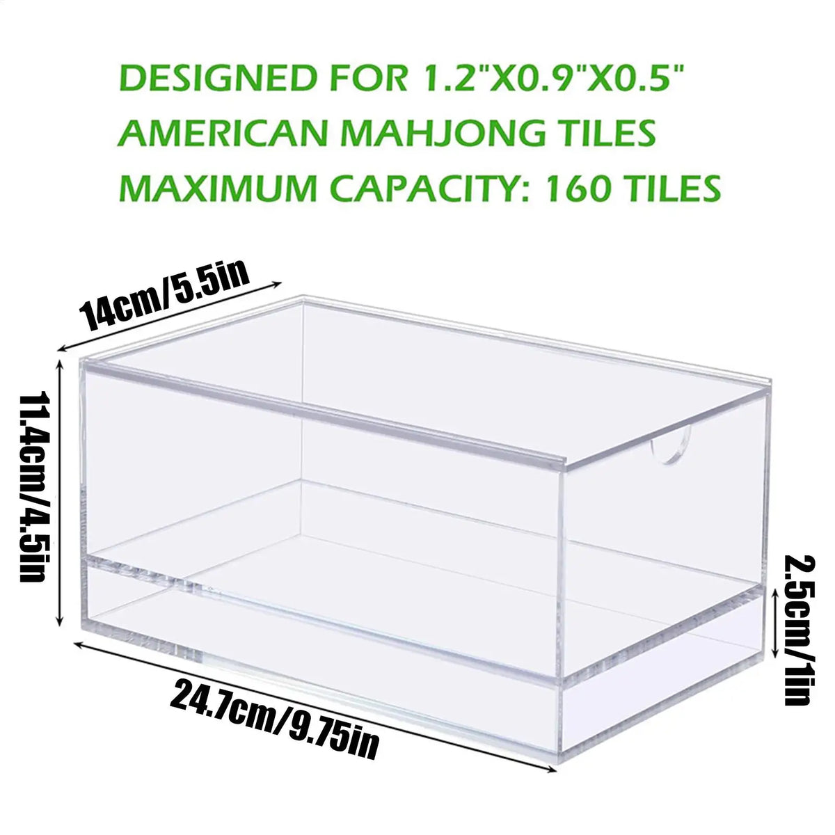 Measured drawing of the empty Birch box, with its lower section marked and a note on 160 American tiles