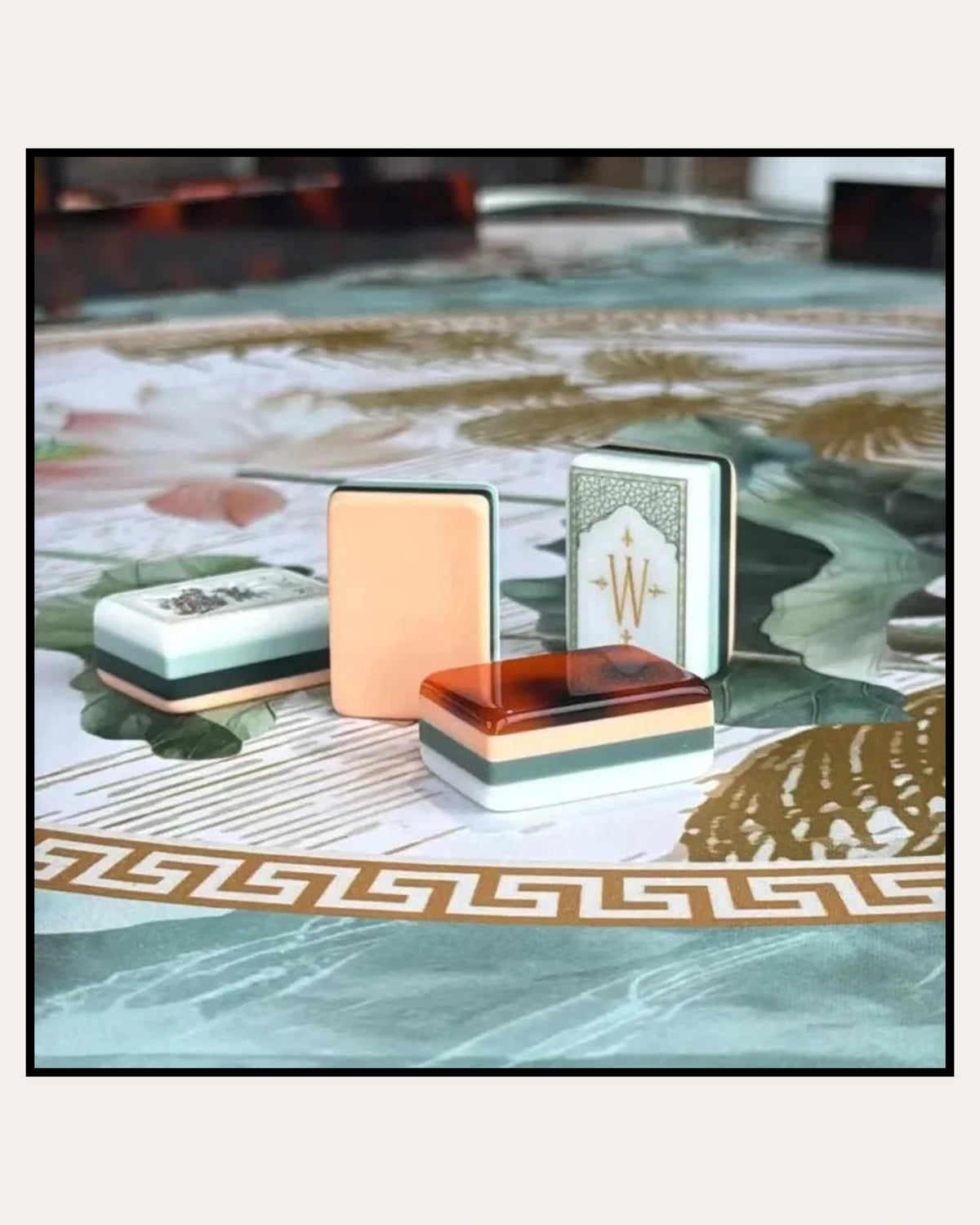 Calathea - Tortoise Shell Mahjong Tiles - Botanical Artwork - Full view