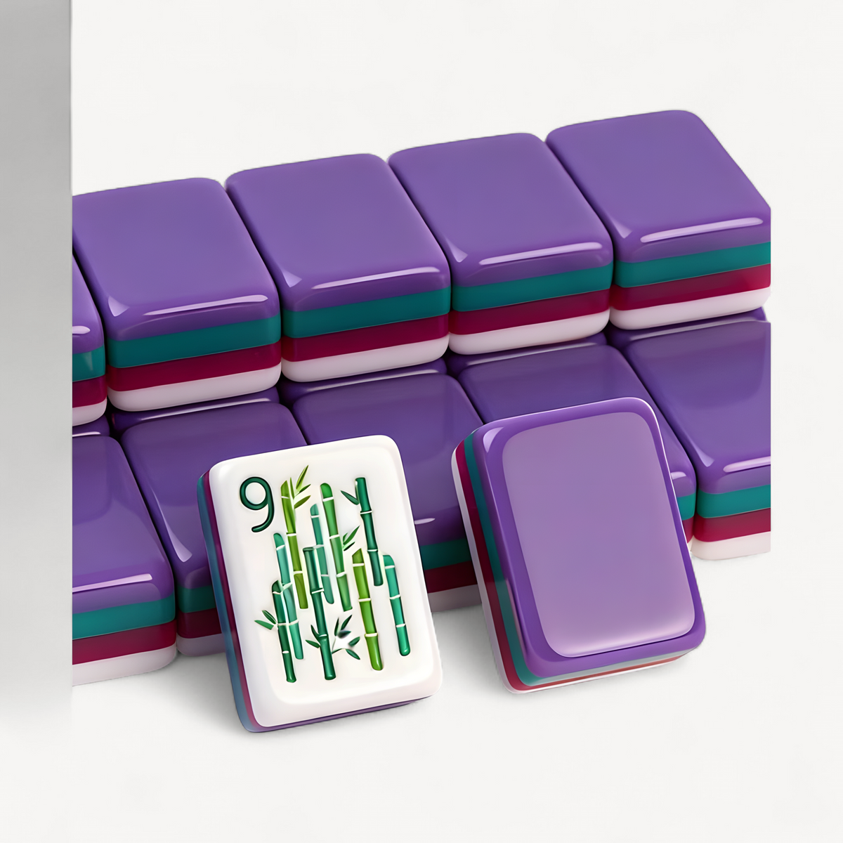Purple mahjong tiles set in acrylic, 166 tiles (2 of 9)