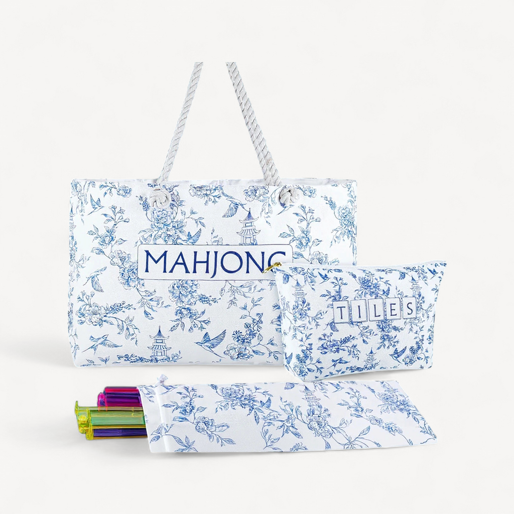 Mahjong tote bag blue in polyester (1 of 3)