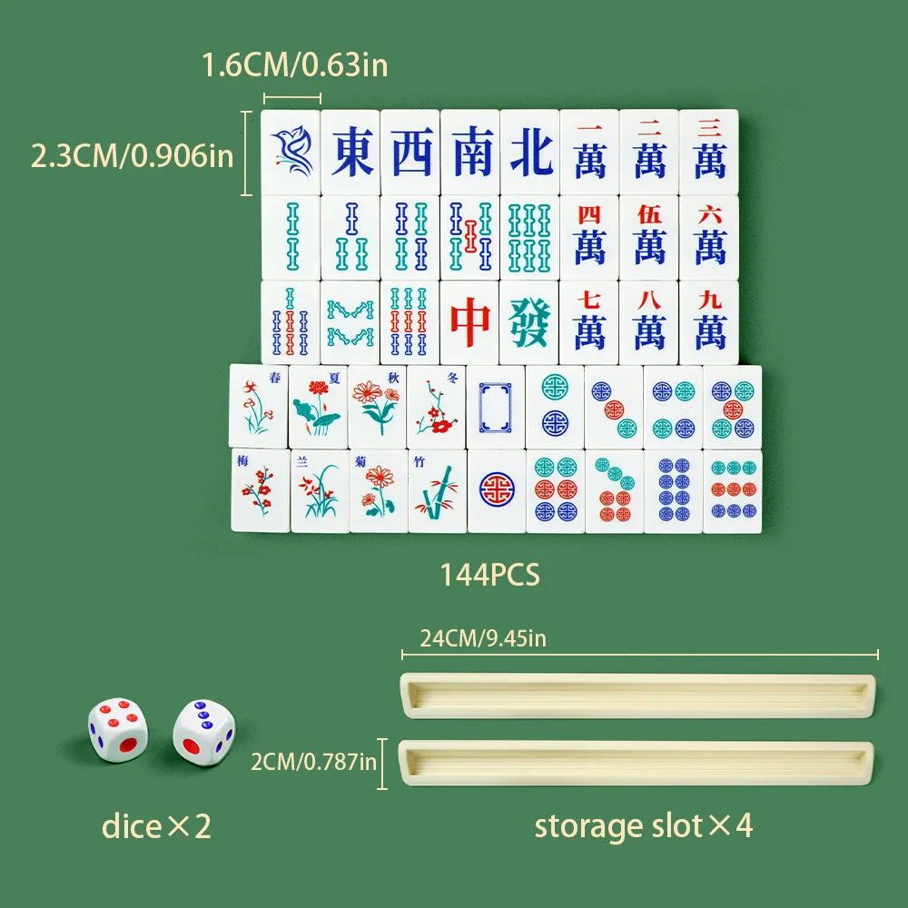 Fennel contents on green: tiles laid out by suit, two dice and two cream racks, with sizes marked