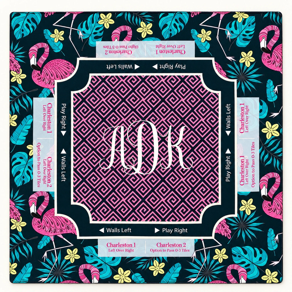 Flora pink flamingo American mahjong mat packshot