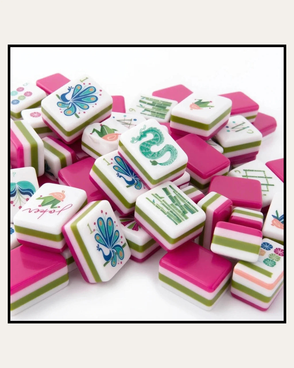 Fuchsia - Hot Pink Mahjong Tiles - Magenta Backs - Compact view