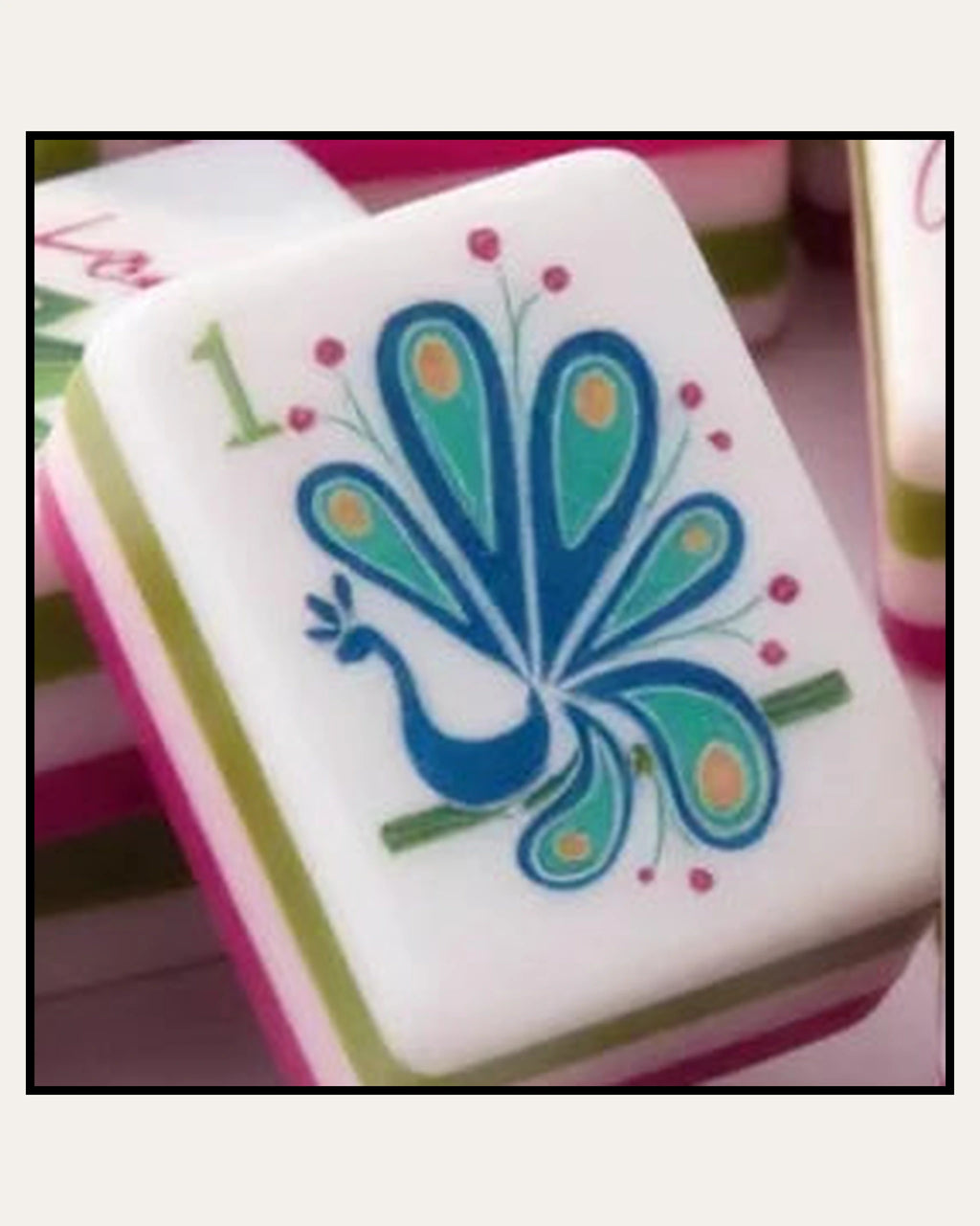 Fuchsia - Hot Pink Mahjong Tiles - Magenta Backs - Single view