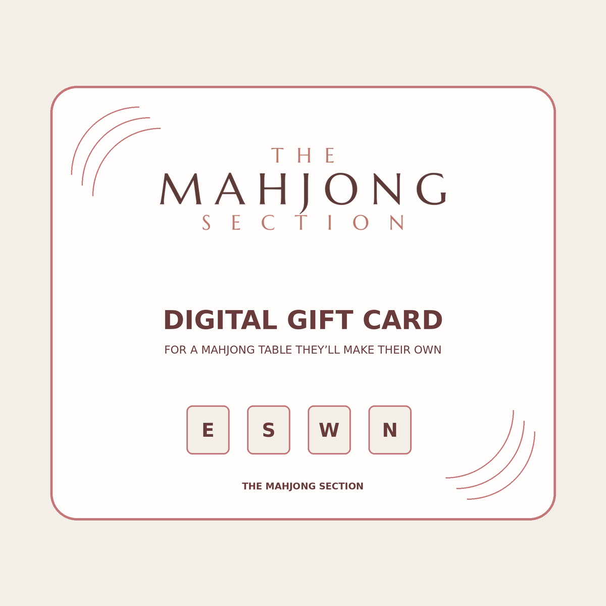 The Mahjong Section digital gift card in ivory and rose