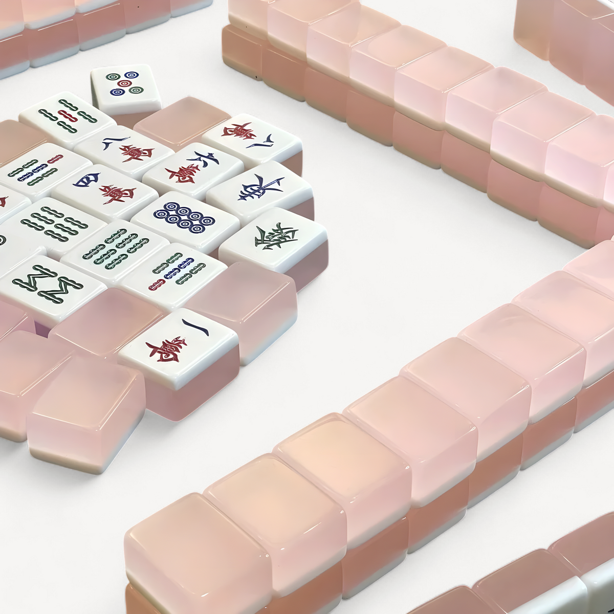Jade mahjong tiles in jelly pink, 144 tiles (2 of 10)