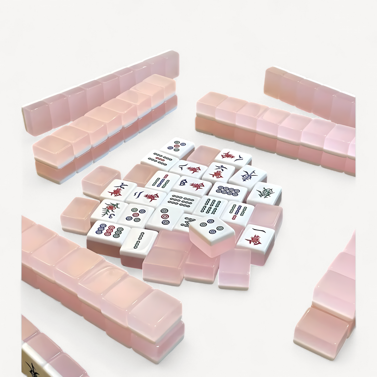 Jade mahjong tiles in jelly pink, 144 tiles (3 of 10)