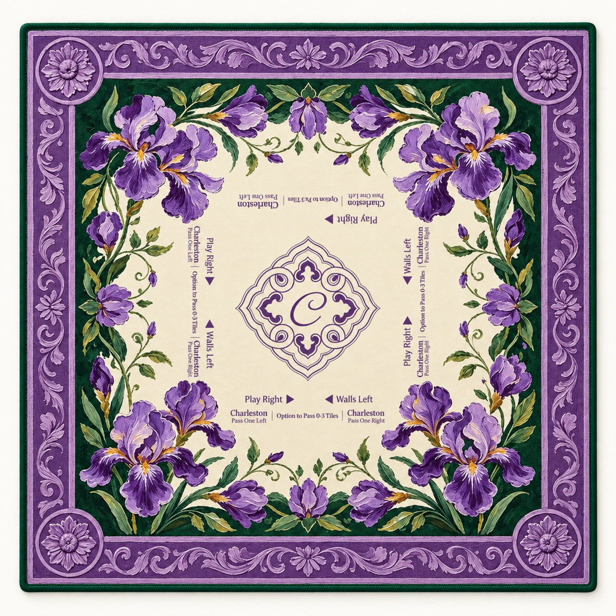 Lila purple iris American mahjong mat packshot