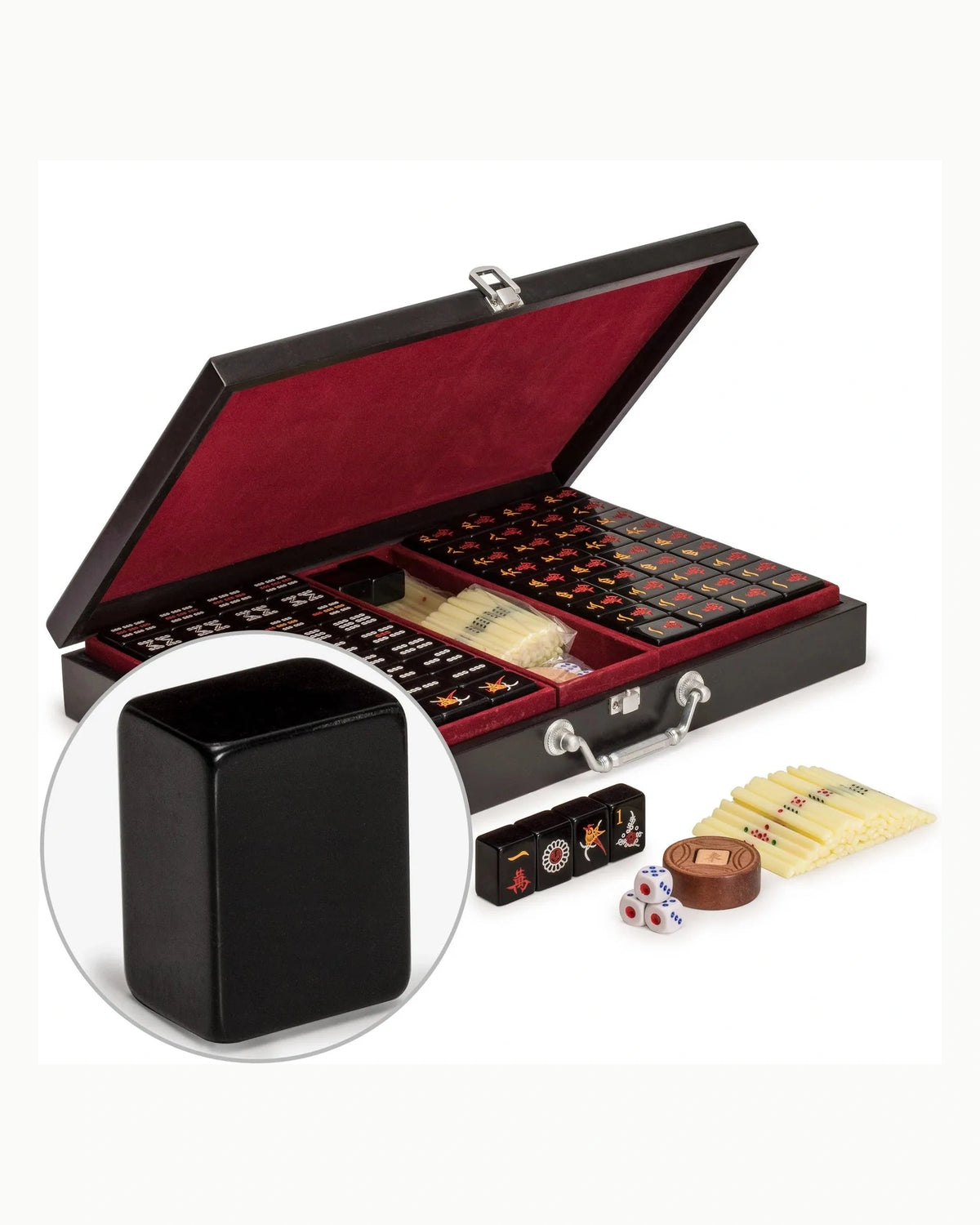 Black Tile Mahjong Set - Ink — Case