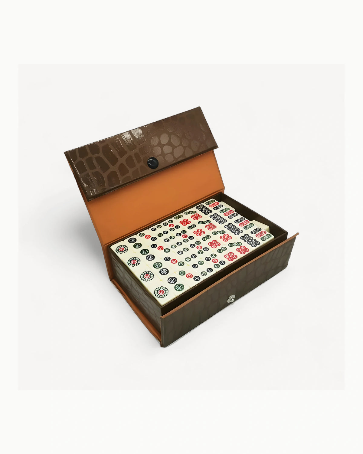 Mini Engraved Mahjong Set - Bone — Case