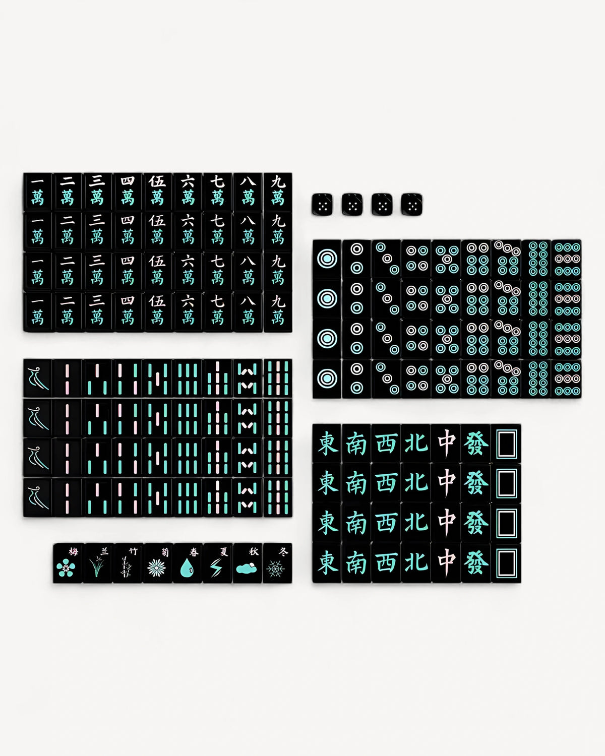 Mystery Mahjong Board Game - Indigo — Loose tiles