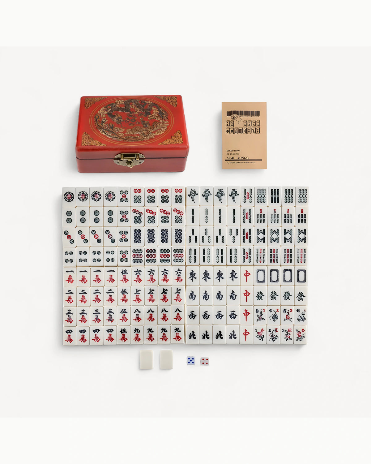 White Engraved Mahjong Set - Quartz — Compact