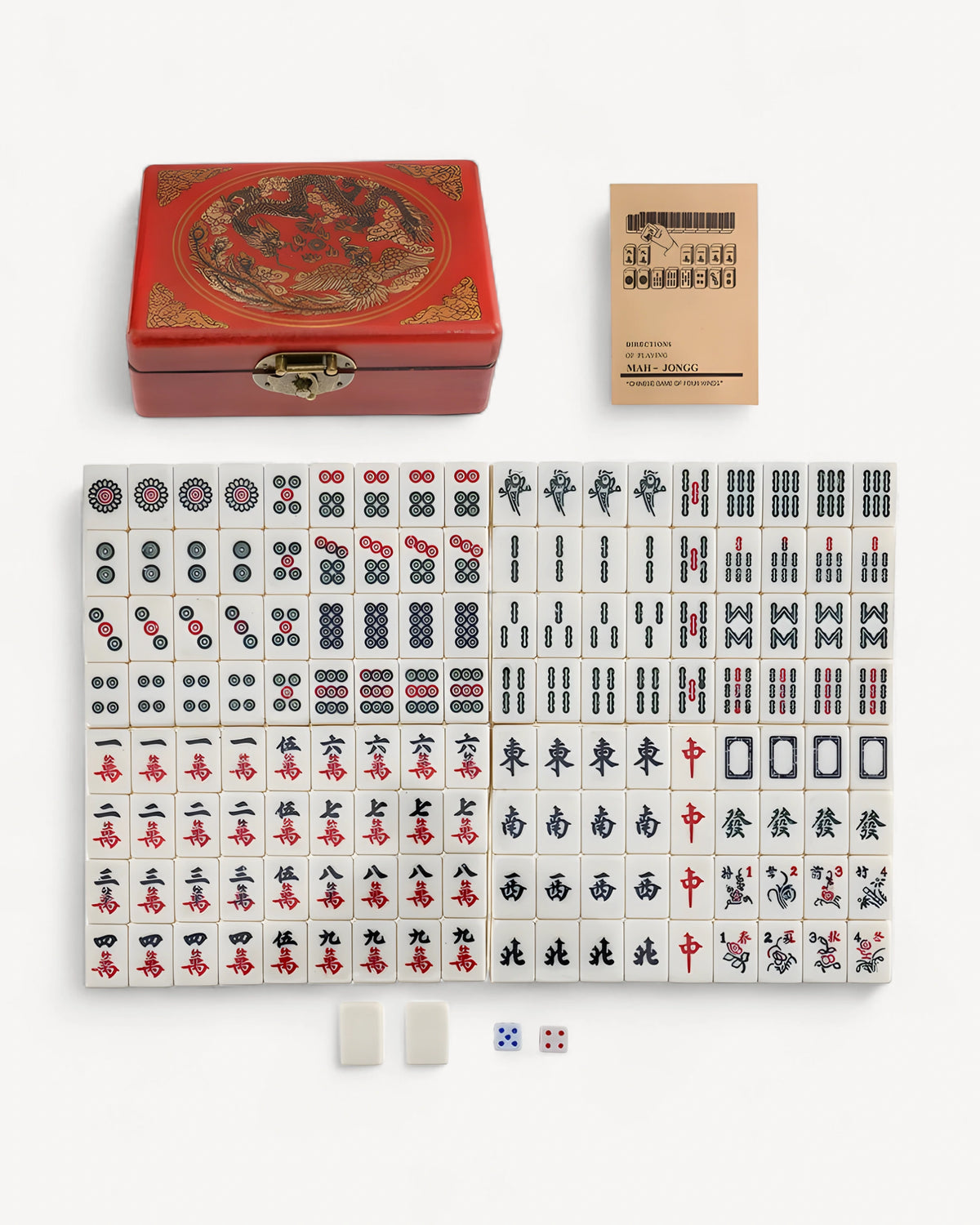 White Engraved Mahjong Set - Quartz — Loose tiles