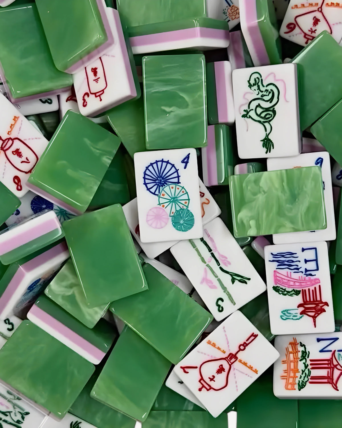 Luxury American Mahjong Tiles - Camellia — Loose tiles