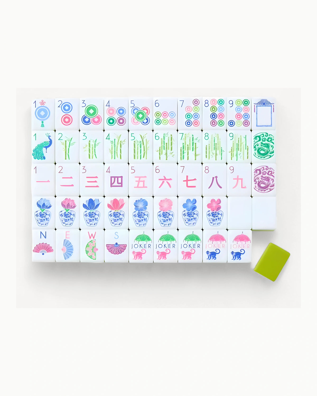 Apple Green Mahjong Tiles - Hydrangea — Compact