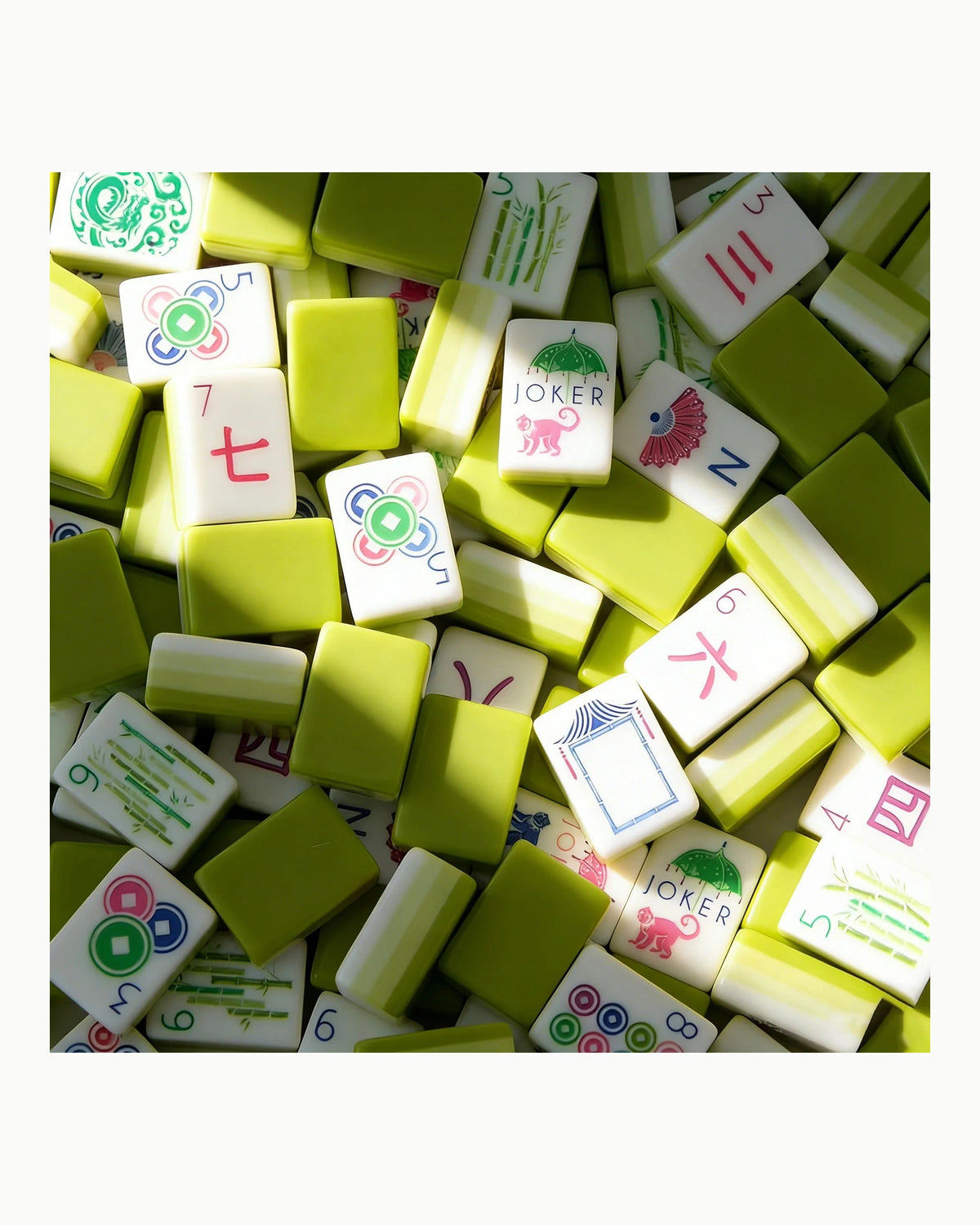 Apple Green Mahjong Tiles - Hydrangea — Loose tiles