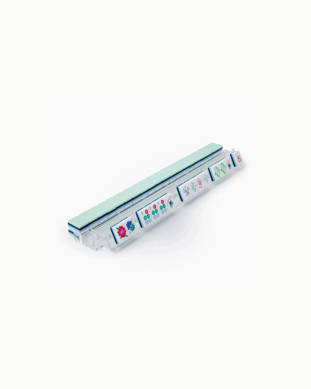 Cyan Acrylic Mahjong Set - Iris — Rack