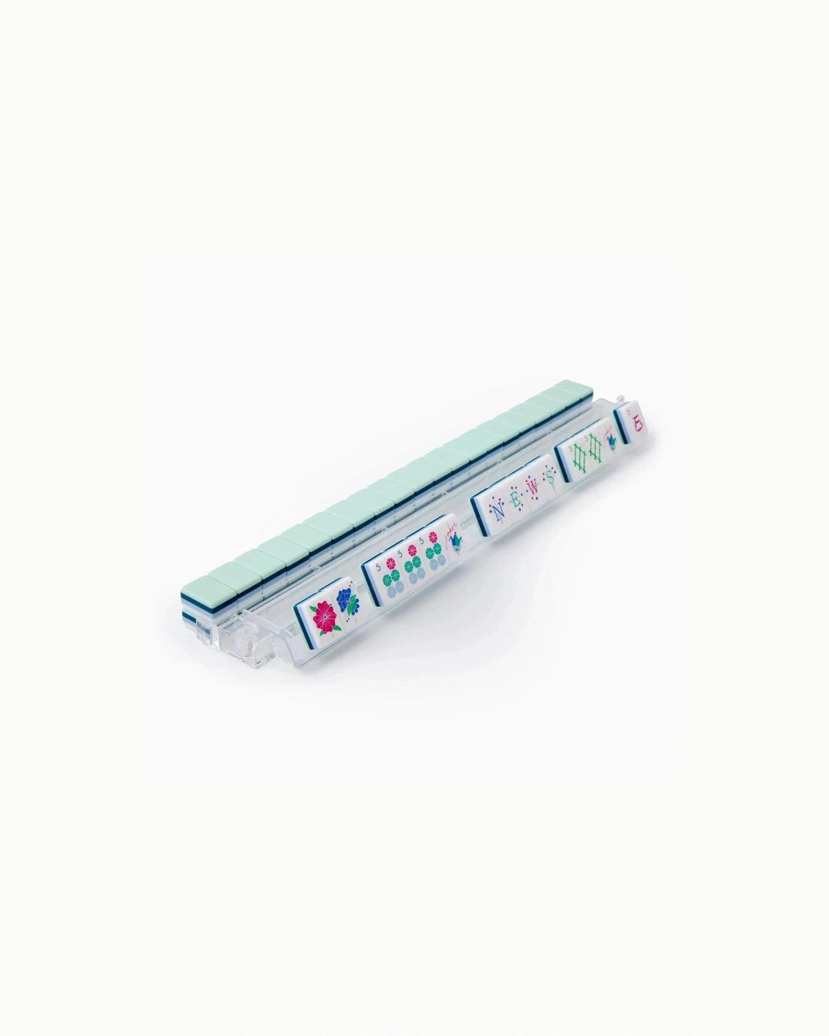 Cyan Acrylic Mahjong Set - Iris — Rack