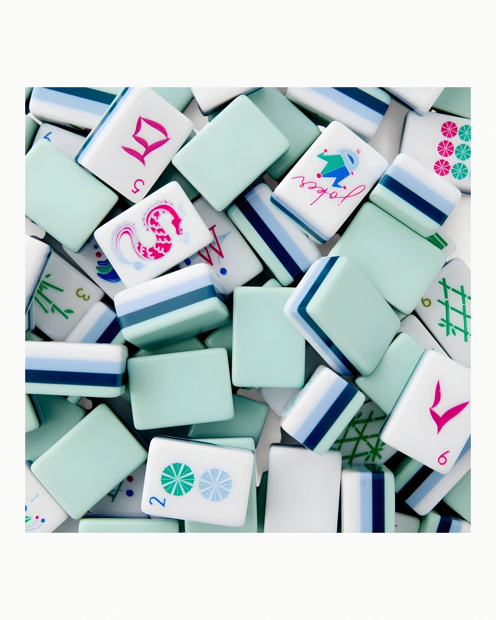 Cyan Acrylic Mahjong Set - Iris — Loose tiles