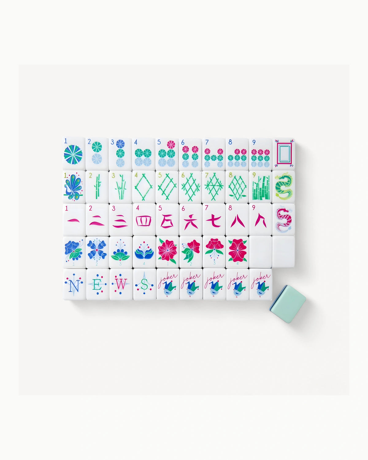 Cyan Acrylic Mahjong Set - Iris — Single tile
