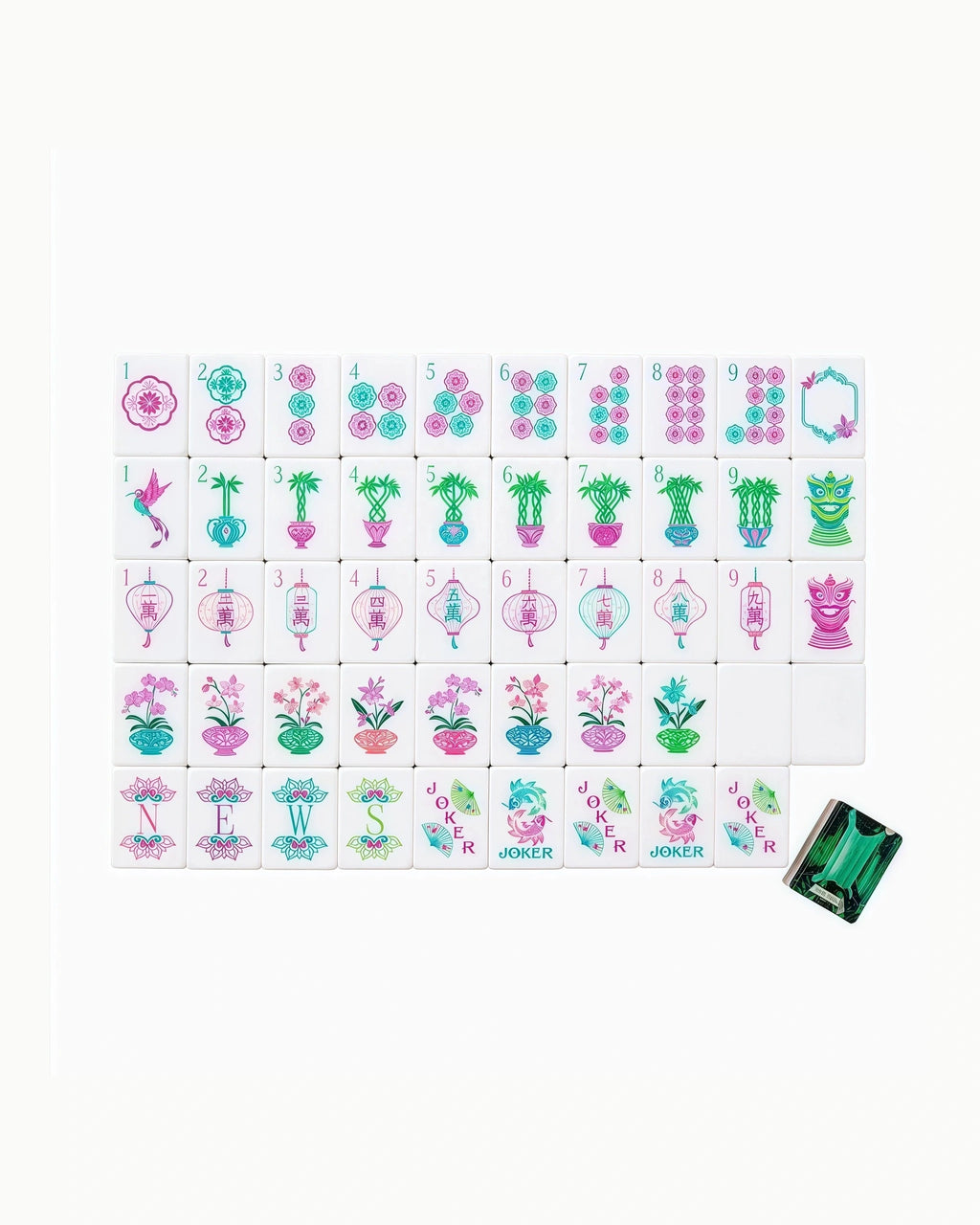 Emerald Mahjong Tiles - Magnolia — Single tile