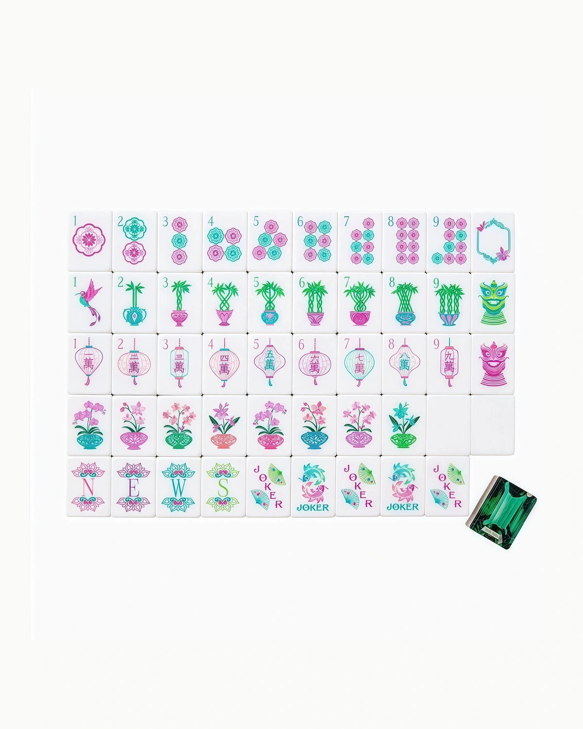 Emerald Mahjong Tiles - Magnolia — Single tile