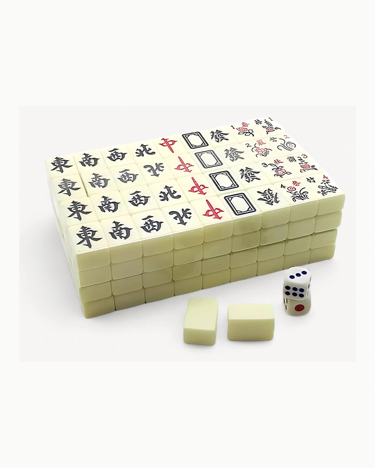 Engraved Mahjong Tiles - Alabaster — 3/4