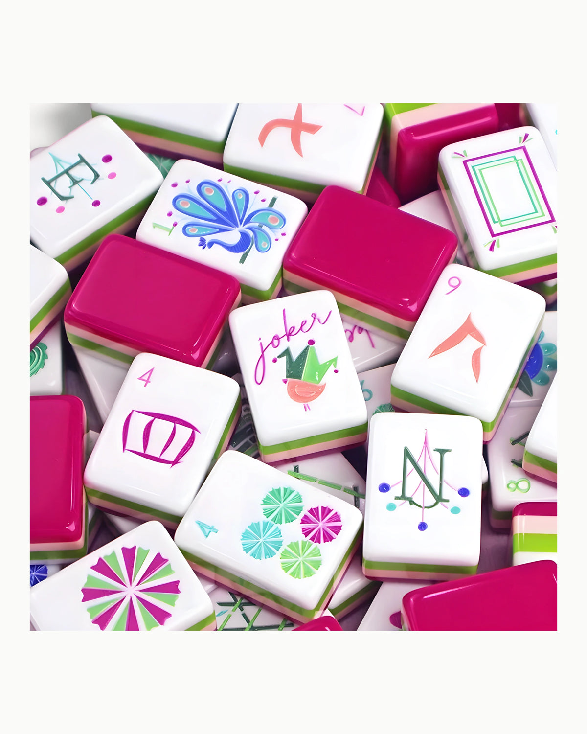 Green Acrylic Mahjong Set - Verbena — Case