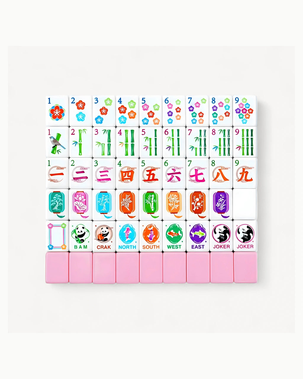 Pink Melamine Mahjong Set - Azalea — Compact