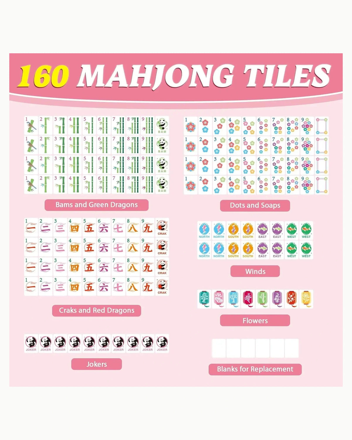 Pink Melamine Mahjong Set - Azalea — Full