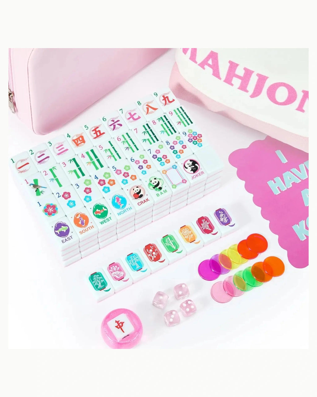 Pink Melamine Mahjong Set - Azalea — Case