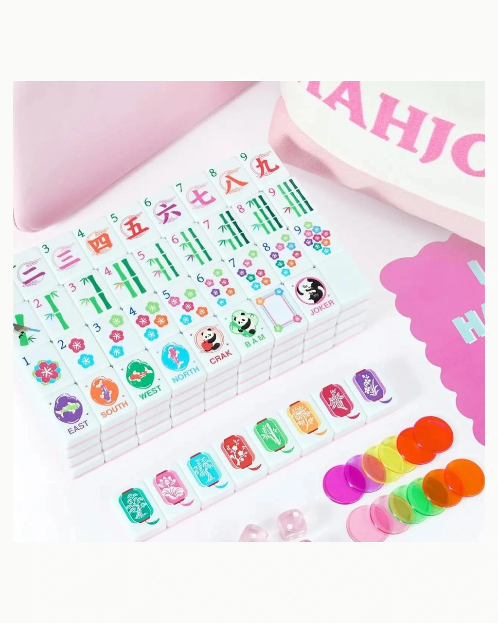 Pink Melamine Mahjong Set - Azalea — Loose tiles