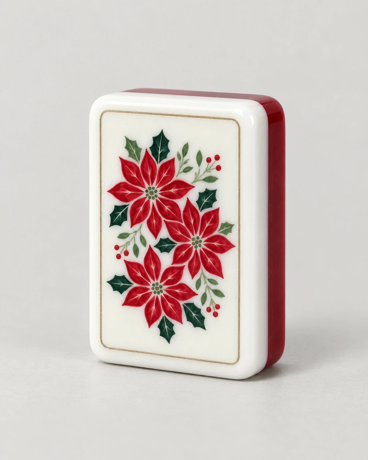 Noelle mahjong set, holiday tile artwork, close-up of a single tile