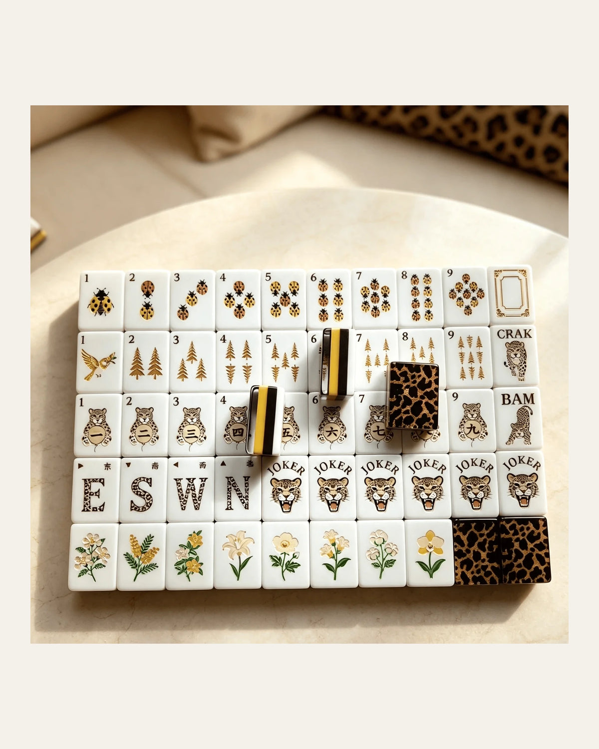 Ocelot - Leopard Mahjong Tiles - Roaring Leopard Jokers - Full view
