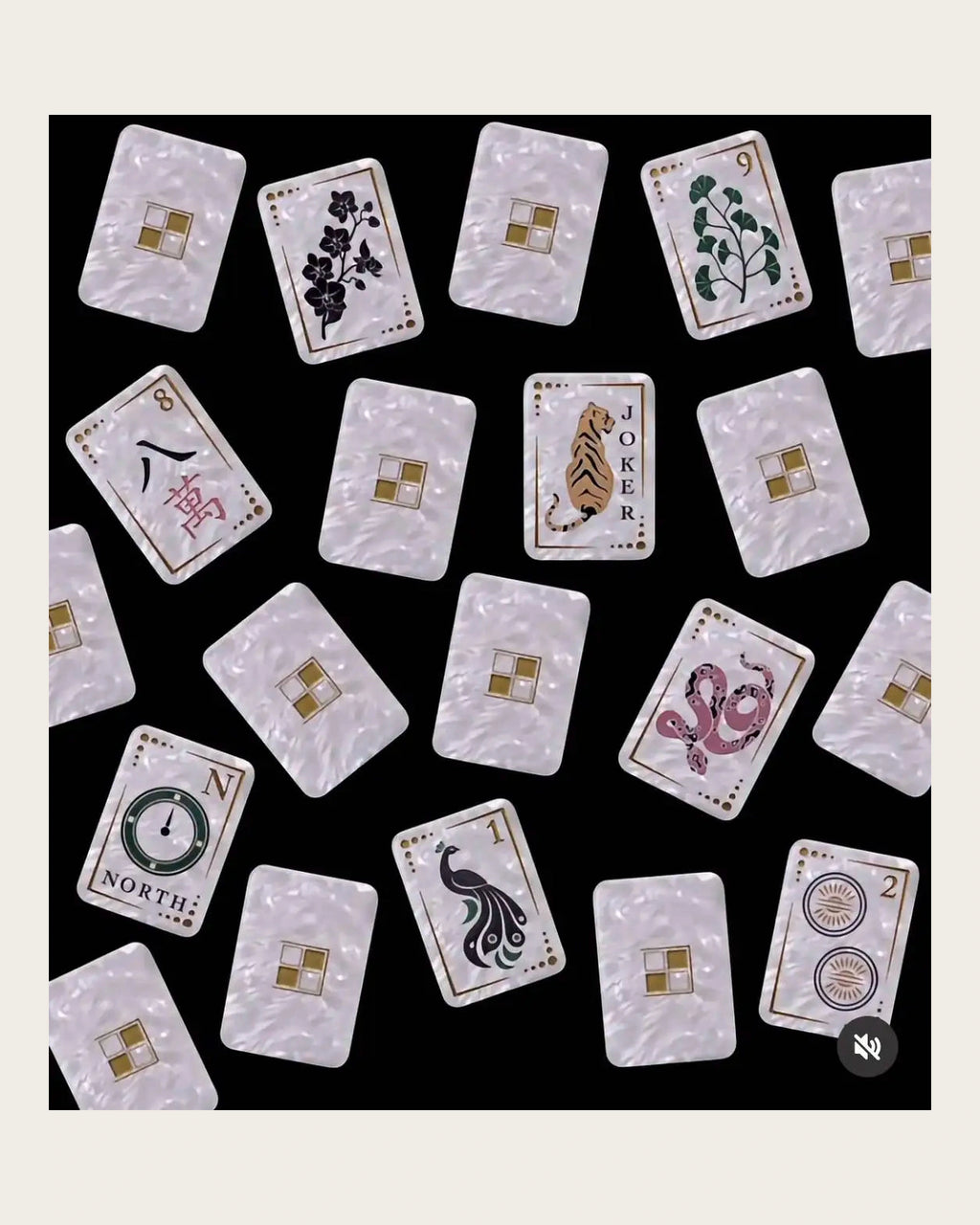 Opaline - Pearl Mahjong Tiles - Engraved Botanical Art - Compact view