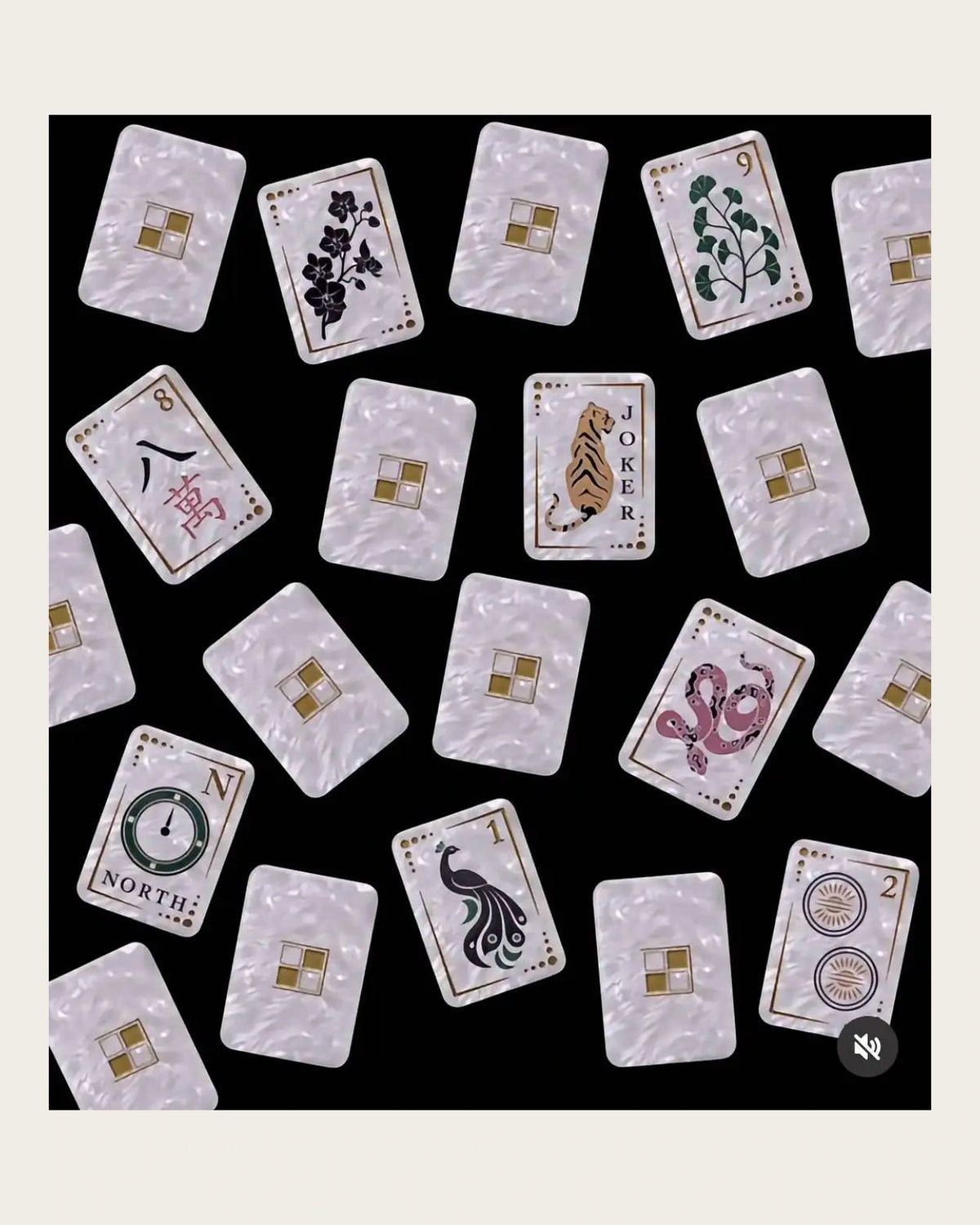 Opaline - Pearl Mahjong Tiles - Engraved Botanical Art - Compact view