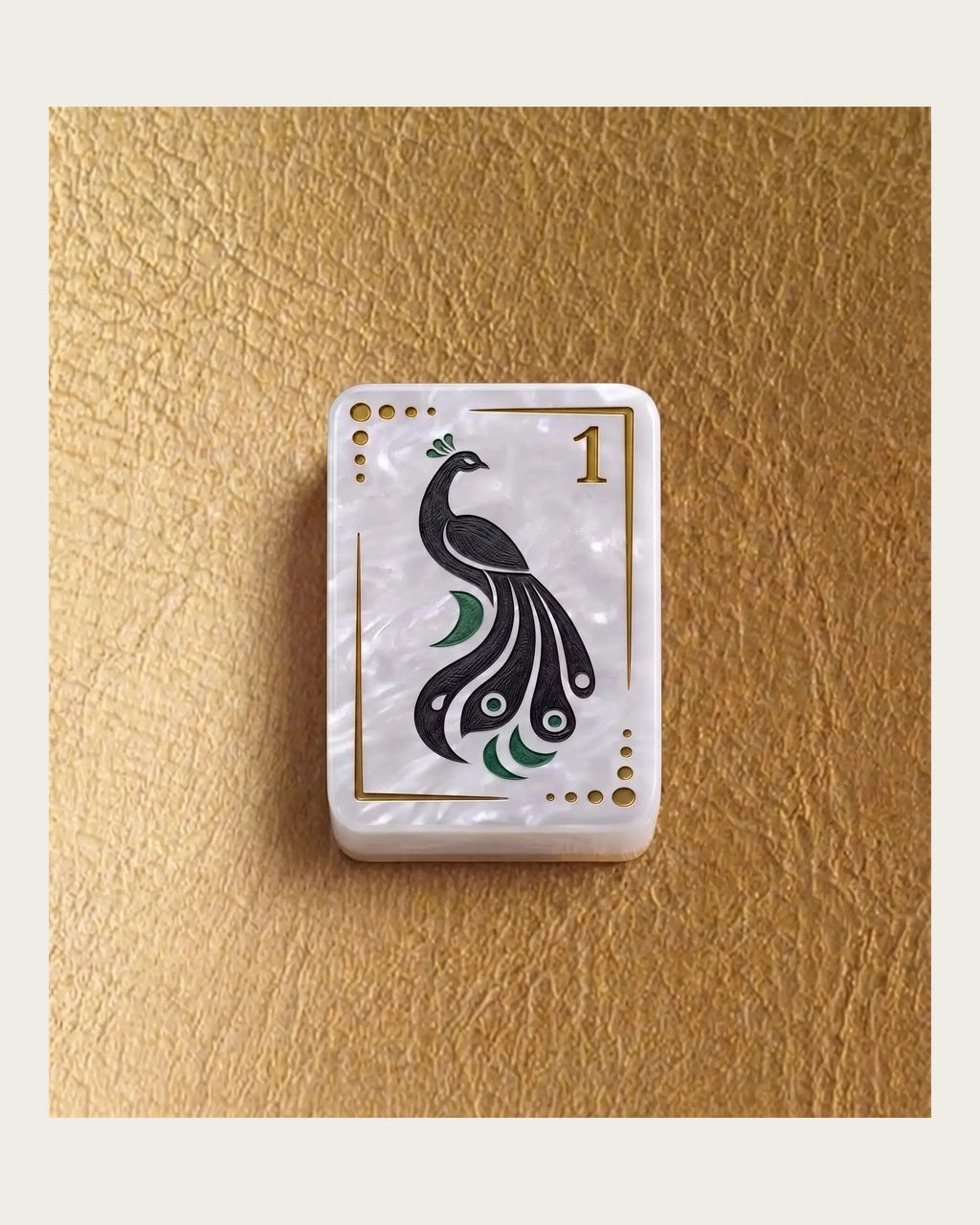 Opaline - Pearl Mahjong Tiles - Engraved Botanical Art - Single view