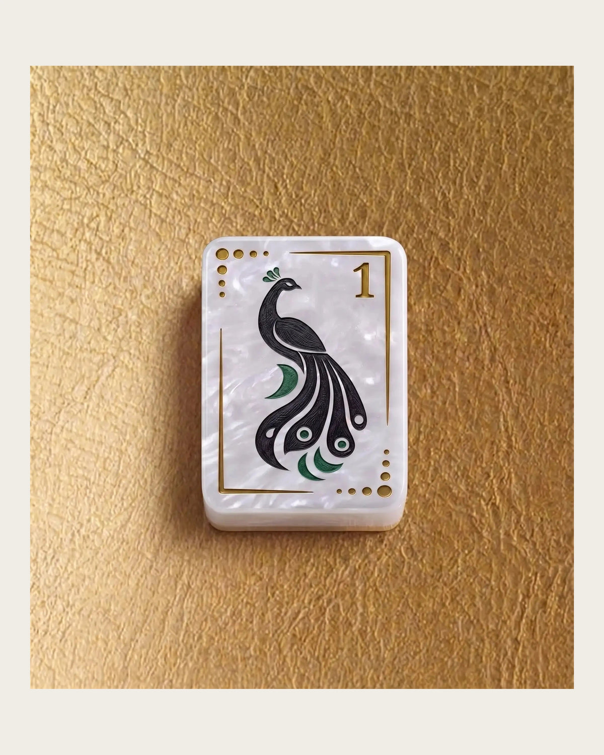 Opaline - Pearl Mahjong Tiles - Engraved Botanical Art - Single view
