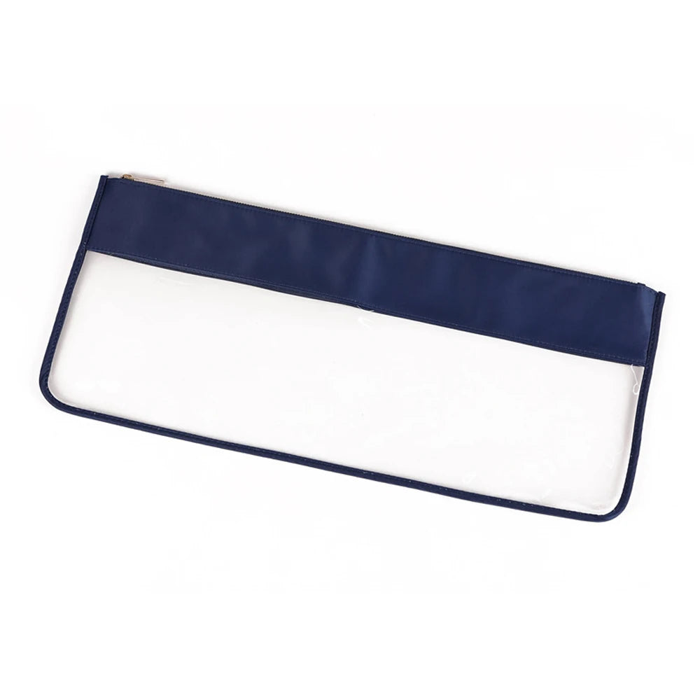 Navy Blue version: a dark blue nylon band and piping around a clear PVC window