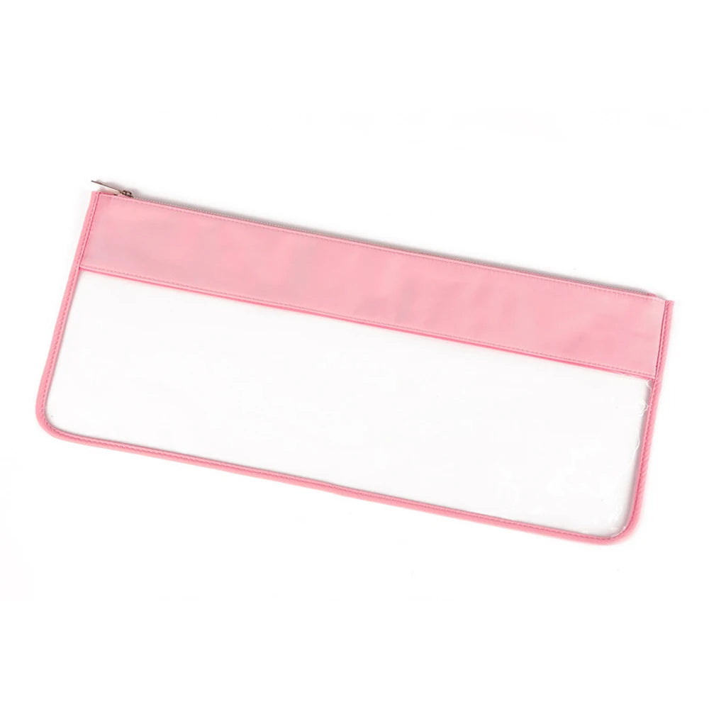 Peach Pink version: a soft pink nylon band and piping around the clear PVC window