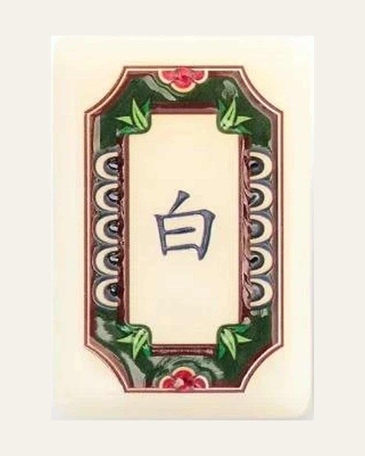 Porcelaine - Ivory Mahjong Tiles - Traditional Floral Art - Single view