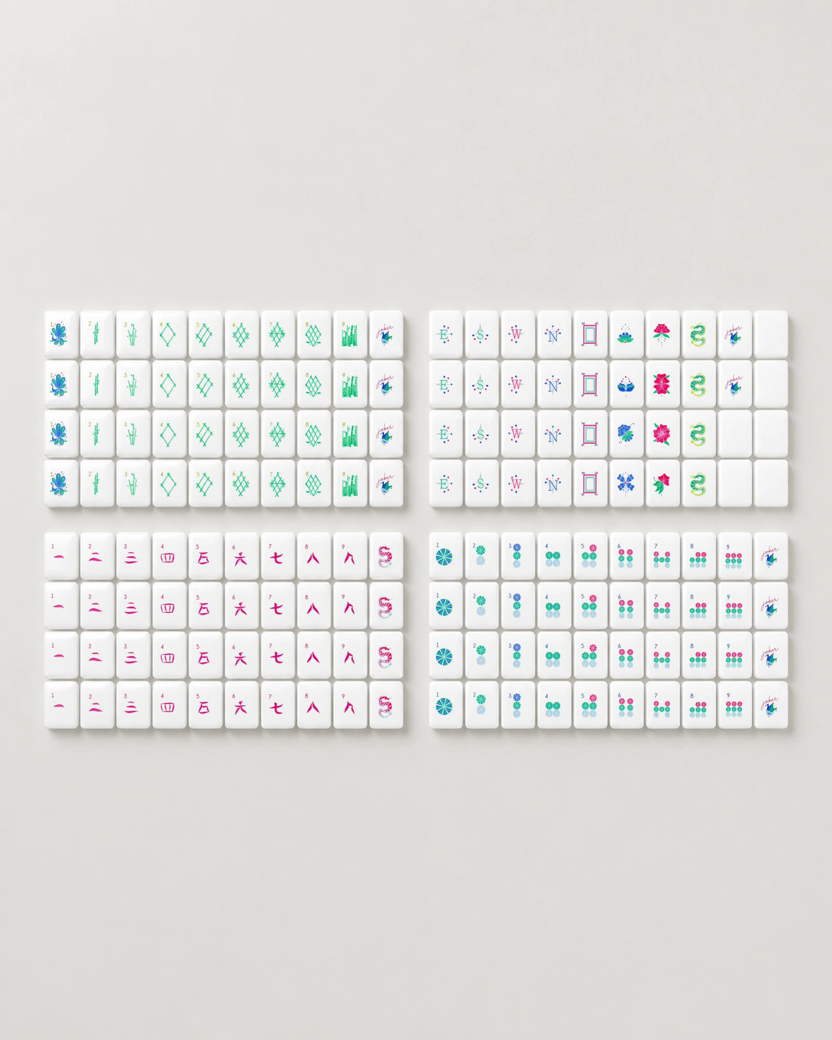 Dark Green Mahjong Set - Daisy — Complete set