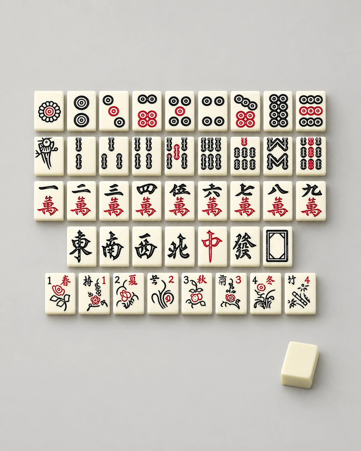 Mini White Mahjong Set - Millet — Compact overview