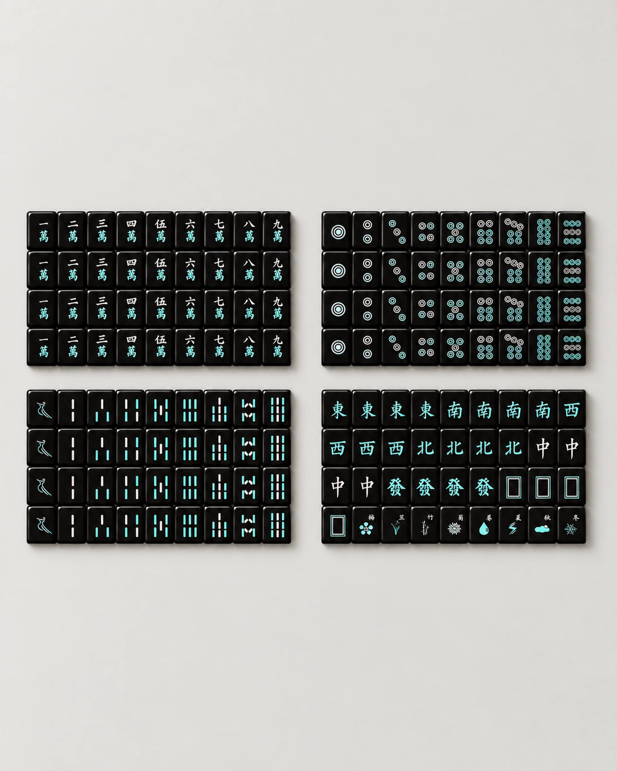 Mystery Mahjong Board Game - Indigo — Complete 144-tile set — validated second pass