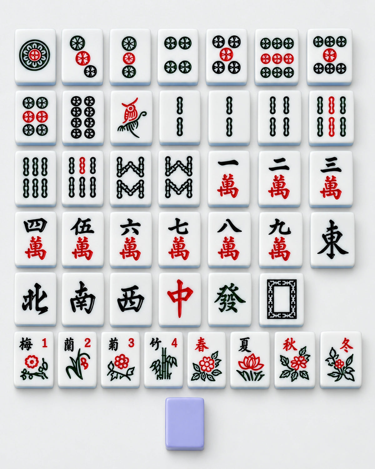 Numbered Mahjong Tiles Set - Saffron — Compact overview