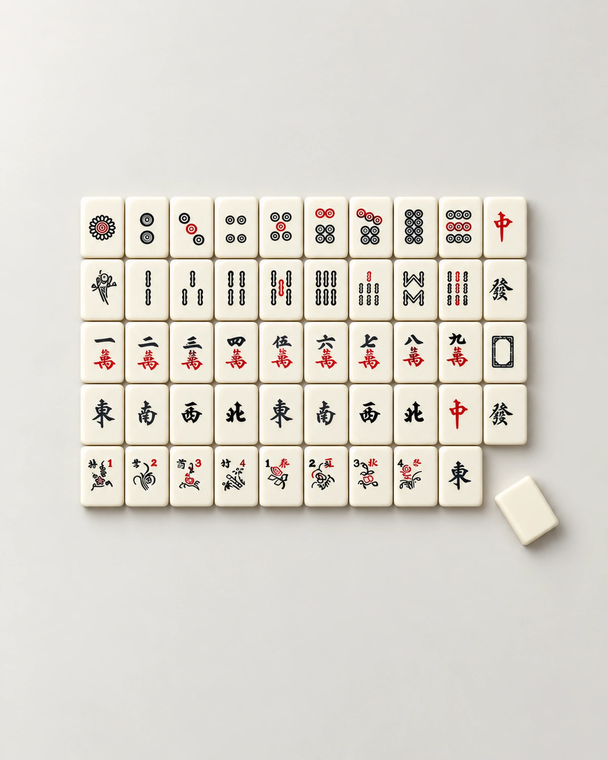 White Engraved Mahjong Set - Quartz — Compact overview — validated second pass